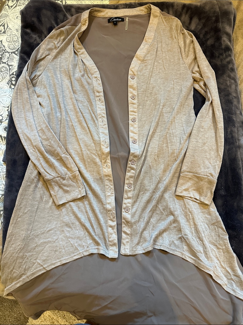 Cecico Longline Open-Front Cardigan in Light Beige